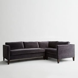 West Elm - Dunham Set 1 Box Cushion Left Sofa, Corner, Right Chair, Heathered Tweed, Lake - Sofas And Sectionals