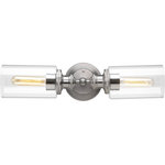 Progress Lighting - Archives 2-Light Bath, Antique Nickel - This two-light bath & vanity fixture offer a vintage electric feel. Clear glass shades featured on either side of the back plate. Two-toned finish antique nickel with polished chrome accents. Can be mounted horizontally or vertically.