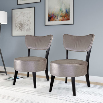 Antonio Accent Chair, Grey Velvet, Set of 2