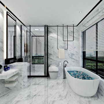 Beautiful Modern White Theme Bathroom, Modern House, Remodeling Ideas