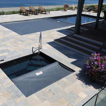 Rectangle Fiberglass Pool and Spa - Miller Place