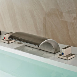 Havana Deck Mounted Double Handle Brushed Nickel Bathtub Faucet - Bathtub Faucets