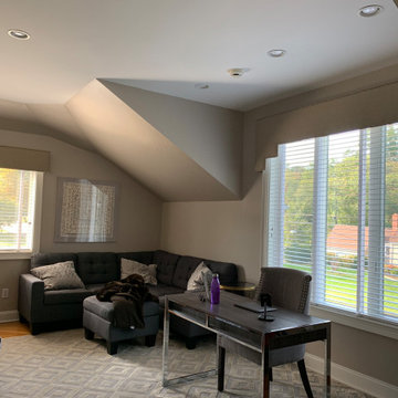 Upholstered Step Cornice & Straight Cornice with Nailheads