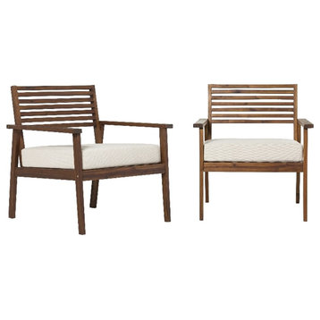 Pemberly Row Modern Solid Wood Outdoor Club Chair (set of 2) - Dark Brown
