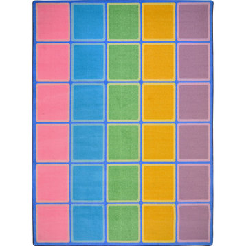 Joy Carpet Blocks Abound Kid Essentials Pastel Area Rug 7'8"x10'9"