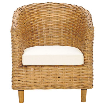 Naomi Rattan Barrel Chair Honey/ White