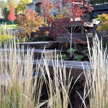 Modern Hillside Entry and Sculpture Garden