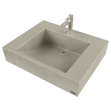 24" ADA Floating Concrete Half-Trough Sink, Concrete