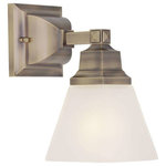 Livex Lighting - Livex Lighting 1031-01 Mission - One Light Bath Bar - Shade Included: YesMission One Light Ba Antique Brass Satin  *UL Approved: YES Energy Star Qualified: n/a ADA Certified: n/a  *Number of Lights: Lamp: 1-*Wattage:100w Medium Base bulb(s) *Bulb Included:No *Bulb Type:Medium Base *Finish Type:Antique Brass