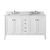 Shelton Bath Vanity Set, White With Italian Carrara Marble, 60"