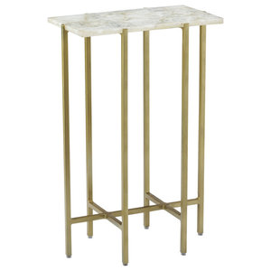 Design Lab MN LS-9110-WHT Dreux Glossy White Steel Bar Table 42 Inch