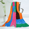 Onitiva - Colorful PatchworkSoft Coral Fleece Patchwork Throw Blanket 59-78.7"