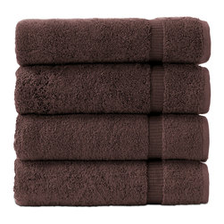 ROYAL TURKISH TOWEL - Villa Collection 4 Pc Bath Towel Set - 27x54 inches , Chocolate - Bath Towels