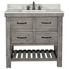Single Fir Sink Vanity Driftwood With Arctic Pearl Quartz Marble Top, Gray, 36"