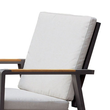 Benzara BM237155 Aluminum Frame Arm Chair With Fabric Back/Seat Cushions, Gray