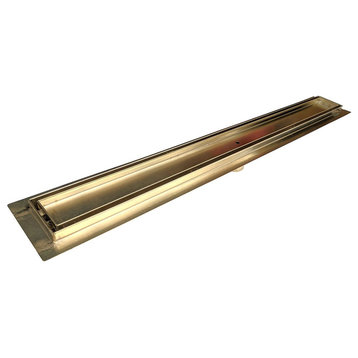 SereneDrains Linear Shower Drain 304 Stainless Steel Tile Insert Satin Gold, 24 Inch
