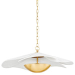Mitzi - 1 Light Pendant, Aged Brass - Flowing, petal-shaped, off-white linen shades and Aged Brass accents add a subtle natural style overhead that feels chic. The flush mount lights the shade from within, while light fills the metal bowl and shines upward to illuminate the pendant's linen shades from underneath. Part of our Home Ec. x Mitzi Tastemakers collection.