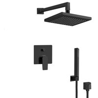 Matte Black Shower System with 8" Rain Shower Head and Hand Shower