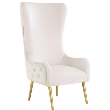 Pemberly Row Modern / Contemporary Cream Velvet Accent Chair