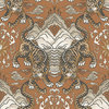 Tiger Chinese Inspired Textured Wallpaper, Burnt Orange, Double Roll