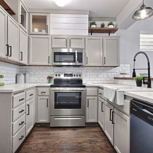 75 Beautiful Laminate Floor Kitchen With Concrete Countertops