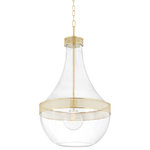 Hudson Valley Lighting - Hagen 1-Light Pendant Aged Brass Finish Clear Glass - With its subtle evocations of decanters and lace, Hagen telegraphs the finery of a more civilized time and the rituals of hospitality. Its elegant simplicity grounds it in the contemporary and allows the fine thick glass to become a design statement of its own.