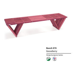 Backless solid Wood Modern Design Bench 70 by GloDea - Indoor Benches