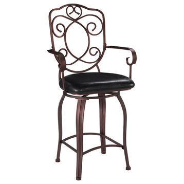 Crested Back Counter Stool 24, 22.64W X 18.9D X 41.64H, Powder Coating