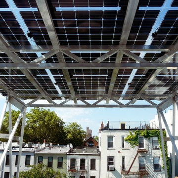 Elevating solar above rooftop AC units with the Brooklyn Solar Canopy