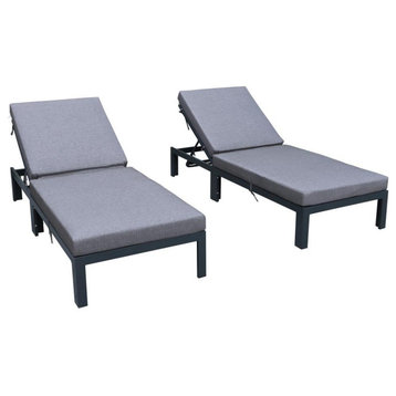 Leisuremod Chelsea Modern Outdoor Chaise Lounge Chair With Cushions Set Of 2...