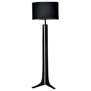 Forma - LED Floor Lamp - Black Shade, Wood: Oiled Walnut, Brushed Aluminum