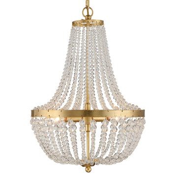 Rylee 3-Light Traditional Chandelier in Antique Gold with Hand Cut Crystal Bea
