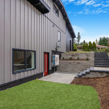 Side Yard with Terraced Retaining Walls and Basement Entry – Beacon Hill Seattle