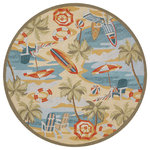 Couristan Inc - Couristan Outdoor Escape Cocoa Beach Indoor/Outdoor Area Rug, Sand, 7'10" Round - Paying homage to nature's purest pleasures, the Outdoor Escape Collection is Couristan's newest addition to the weather-resistant area rug category. Offering picturesque renditions of various outdoor scenes, these durable performance area rugs have a novelty appeal that is perfect for complementing themed decor. Featuring a unique hand-hooked construction, each design in the collection showcases a textured loop pile that adds dimension to the motifs. With patterns like beach landscapes, lighthouses, and sea shells, these outdoor/indoor area rugs create a soothing atmosphere reminiscent of treasured vacation spots and outdoor hobbies. Welcoming the delights of bare feet, they are surprisingly sturdy and are designed to withstand the rigors of outdoor elements. Made with 100% fiber-enhanced Courtron polypropylene these whimsical floor fashions are mold and mildew resistant and can be used in a multitude of spaces, like covered outdoor patios, sunrooms, and kitchens. Easy to clean, these multi-purpose area rugs are an ideal selection for households where fun is the essential ingredient.