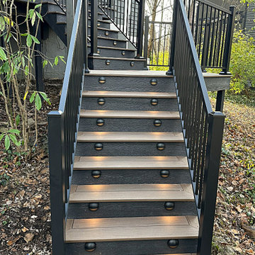 New deck, steps, railings for front entry
