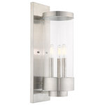 Livex Lighting - Livex Lighting 20724-91 Hillcrest - Three Light Outdoor Wall Lantern - The three light outdoor wall lantern from the HillHillcrest Three Ligh Brushed Nickel Clear *UL Approved: YES Energy Star Qualified: n/a ADA Certified: n/a  *Number of Lights: Lamp: 3-*Wattage:40w Candelabra Base bulb(s) *Bulb Included:No *Bulb Type:Candelabra Base *Finish Type:Brushed Nickel