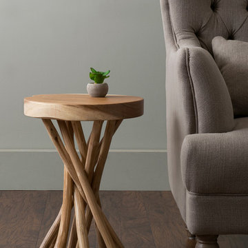 East At Main's Kenton Brown Teakwood Round Accent Table