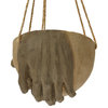 Hanging Resin and Cement Planter With Hands and Jute Hanger
