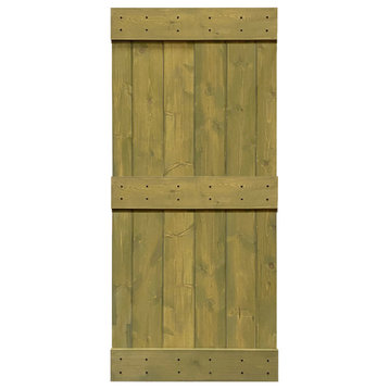 Stained Solid Pine Wood Sliding Barn Door, Jungle Green, 42"x84", Mid-Bar