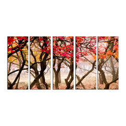 Vibrant Canvas Prints - Autumn Forest Trees Photo on Canvas Prints Framed and Ready to Hang Wall Art - Prints And Posters