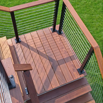 Woodsbury, MN: Black Aluminum Posts & Inline Support for Customer Top Rail