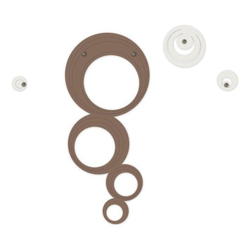 Circle Wall-Mounted Coat Stand, Brown and Cream
