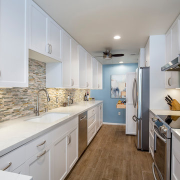 Playa Del Rey, CA. Galley Kitchen Redefined + Deep Purple Powder Room