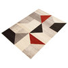 eCarpetGallery Geometric Area Rug, Indoor Carpet Grey/Red 3'11" x 5'7"