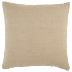 Jaipur Living - Jaipur Living Seti Border Throw Pillow, Beige/Dark Gray, Down Fill - Sophisticated simplicity defines the texturally inspiring Taiga collection. Crafted of soft linen, the Seti pillow boasts a washed tan and charcoal colorway. Tribal details enliven the boxed edges of this versatile accent.