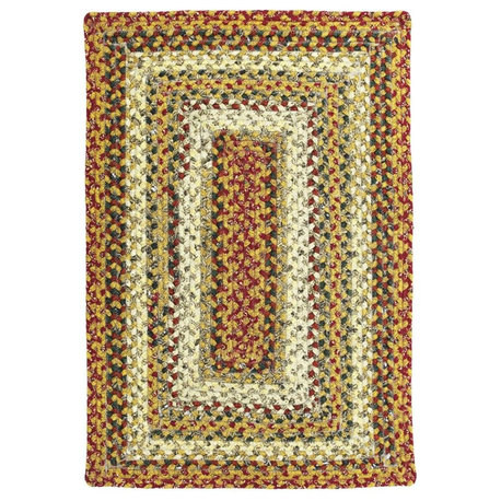 Homespice Decor Pumpkin Pie Cotton Braided Rug, Red, 2'3"x3'9", Rectangle