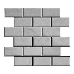 Carrara Marble Italian White Bianco Carrera 2x4 Wide Beveled Mosaic Tile Honed - Home Accessories & Decor