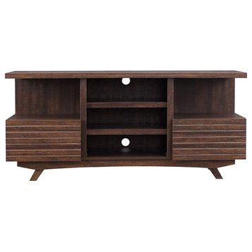 OS Home 6555 Mid Century Media Console in Rough Sawn Cherry Finish