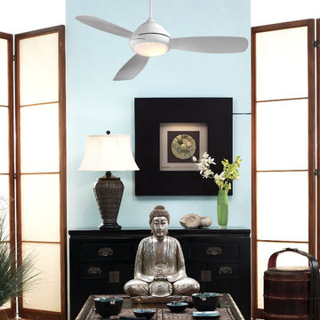 Modern White 44" Ceiling Fan with Light Kit Contemporary Minka Aire