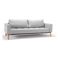 "Innovation" Cassius Deluxe Basic Light Gray Sofa / Lacquered Oak Legs - Sofas